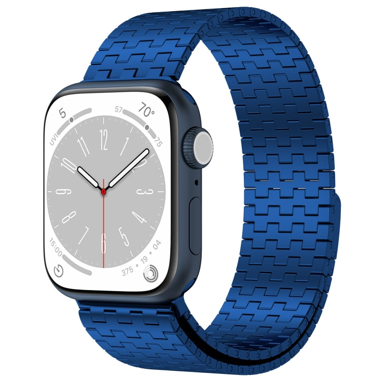 For Apple Watch Ultra 49mm Magnetic Buckle Stainless Steel Metal Watch Band(Blue) - Watch Bands by buy2fix | Online Shopping UK | buy2fix