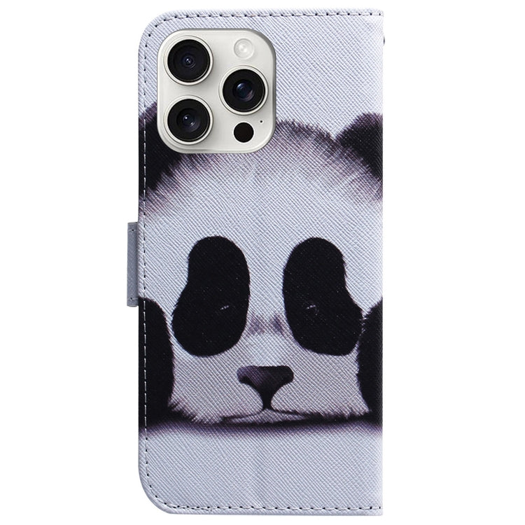 For iPhone 16 Pro Coloured Drawing Flip Leather Phone Case(Panda) - iPhone 16 Pro Cases by buy2fix | Online Shopping UK | buy2fix