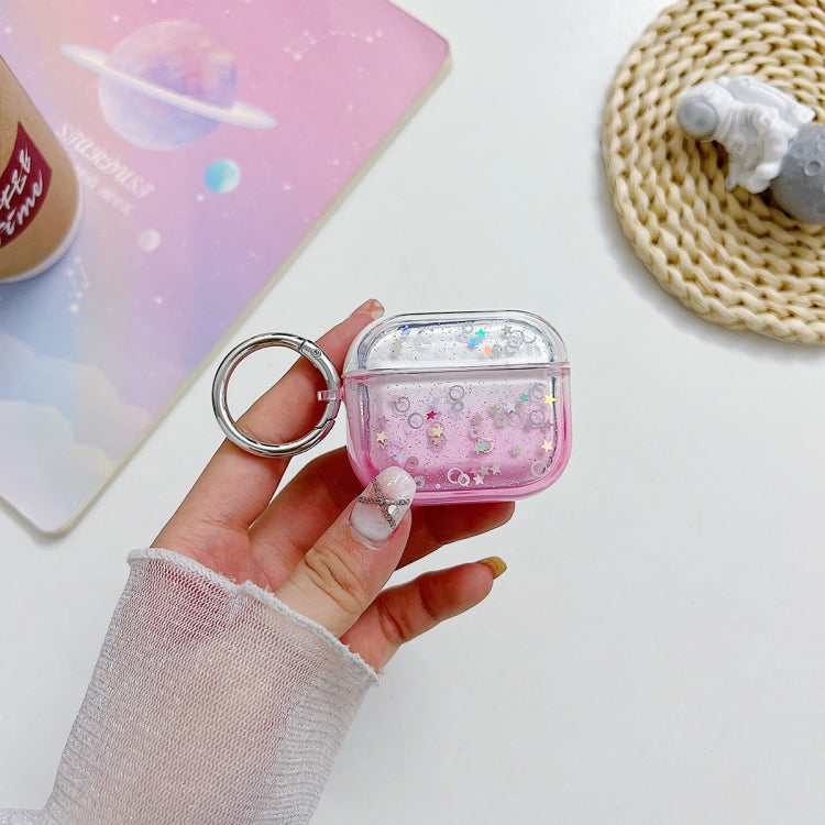 For AirPods Pro 2 Transparent Glitter Bluetooth Earphone Protective Case(Pink) - For AirPods Pro 2 by buy2fix | Online Shopping UK | buy2fix