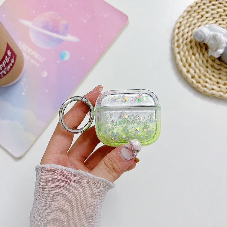 For AirPods 3 Transparent Glitter Bluetooth Earphone Protective Case(Green) - For AirPods 3 by buy2fix | Online Shopping UK | buy2fix