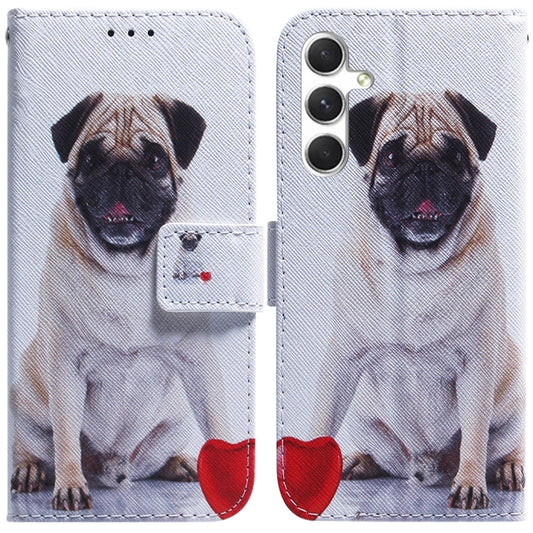 For Samsung Galaxy S24 5G Coloured Drawing Flip Leather Phone Case(Pug) - Galaxy S24 5G Cases by buy2fix | Online Shopping UK | buy2fix