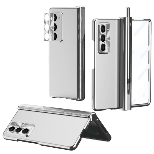 For Samsung Galaxy Z Fold5 Electroplating Hinged Folding Phone Case with S Pen Fold Edtion(Silver) - Galaxy Z Fold5 Cases by buy2fix | Online Shopping UK | buy2fix