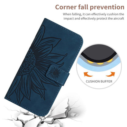 For Google Pixel 9 Skin Feel Sun Flower Embossed Flip Leather Phone Case with Lanyard(Inky Blue) - Google Cases by buy2fix | Online Shopping UK | buy2fix