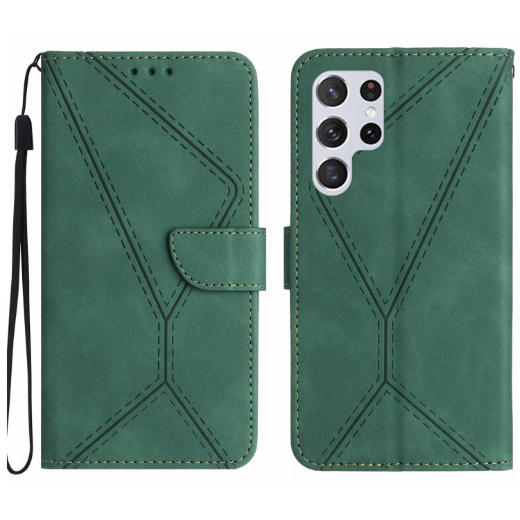 For Samsung Galaxy S24 Ultra 5G Stitching Embossed Leather Phone Case(Green) - Galaxy S24 Ultra 5G Cases by buy2fix | Online Shopping UK | buy2fix