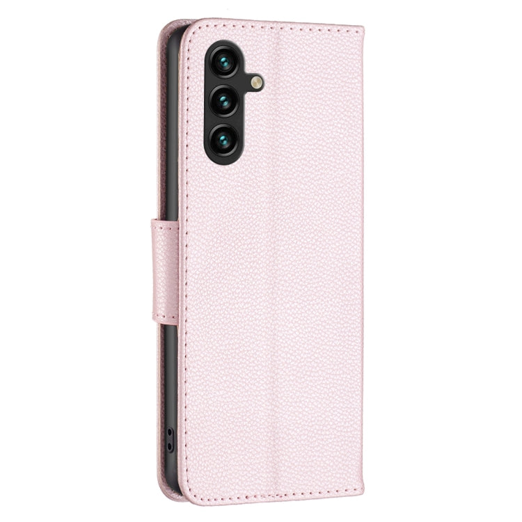 For Samsung Galaxy A15 Litchi Texture Pure Color Flip Leather Phone Case(Rose Gold) - Galaxy Phone Cases by buy2fix | Online Shopping UK | buy2fix