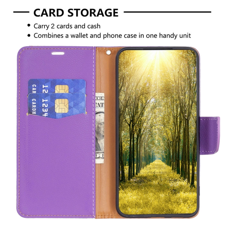 For Samsung Galaxy S24+ 5G Litchi Texture Pure Color Flip Leather Phone Case(Purple) - Galaxy S24+ 5G Cases by buy2fix | Online Shopping UK | buy2fix