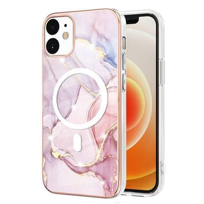 For iPhone 12 / 12 Pro Marble Pattern Dual-side IMD Magsafe TPU Phone Case(Rose Gold 005) - iPhone 12 / 12 Pro Cases by buy2fix | Online Shopping UK | buy2fix