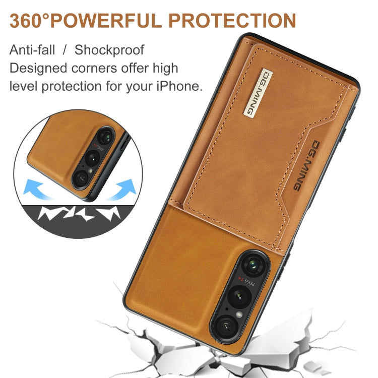 For Sony Xperia 1 VI DG.MING M2 Series 3-Fold Multi Card Bag + Magnetic Phone Case(Brown) - Sony Cases by DG.MING | Online Shopping UK | buy2fix