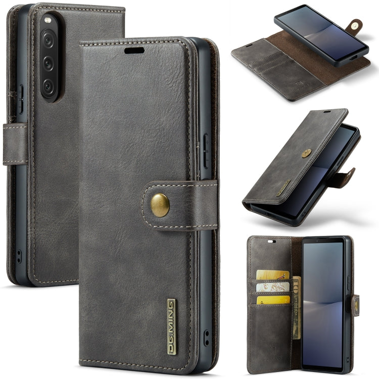 For Sony Xperia 10 V DG.MING Crazy Horse Texture Detachable Magnetic Leather Phone Case(Grey) - Sony Cases by DG.MING | Online Shopping UK | buy2fix