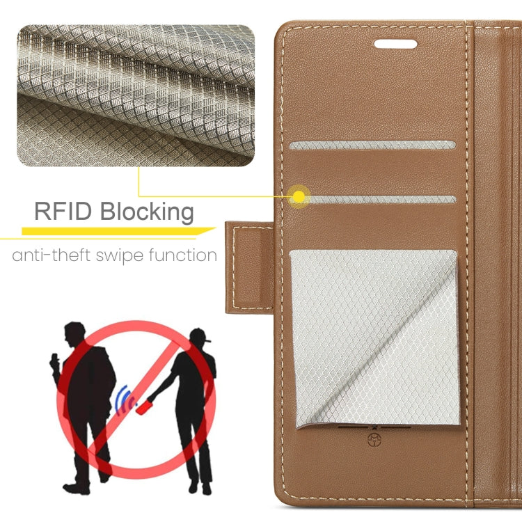 For Samsung Galaxy Z Fold5 CaseMe 023 Butterfly Buckle Litchi Texture RFID Anti-theft Leather Phone Case(Brown) - Galaxy Z Fold5 Cases by CaseMe | Online Shopping UK | buy2fix