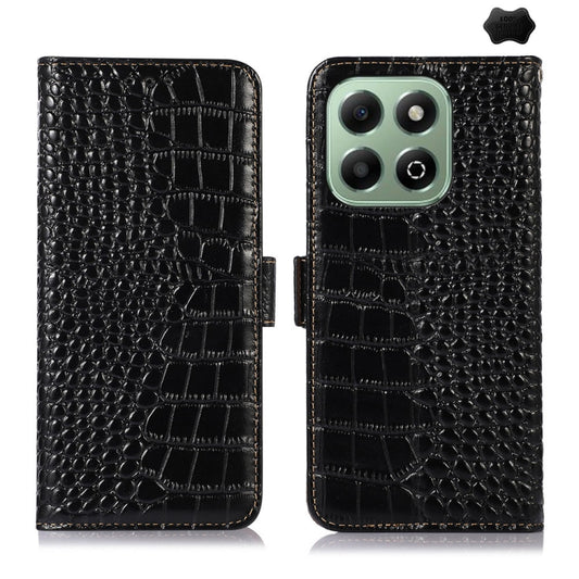 For Honor X6b Crocodile Top Layer Cowhide Leather Phone Case(Black) - Honor Cases by buy2fix | Online Shopping UK | buy2fix