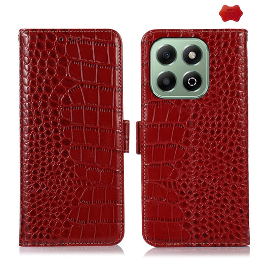 For Honor X6b Crocodile Top Layer Cowhide Leather Phone Case(Red) - Honor Cases by buy2fix | Online Shopping UK | buy2fix