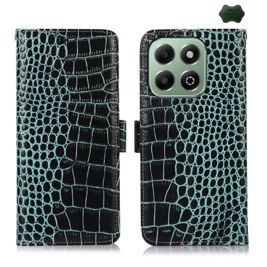 For Honor X6b Crocodile Top Layer Cowhide Leather Phone Case(Green) - Honor Cases by buy2fix | Online Shopping UK | buy2fix