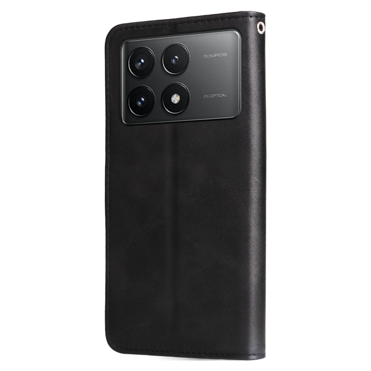 For Xiaomi Redmi K70E Fashion Calf Texture Zipper Leather Phone Case(Black) - K70E Cases by buy2fix | Online Shopping UK | buy2fix