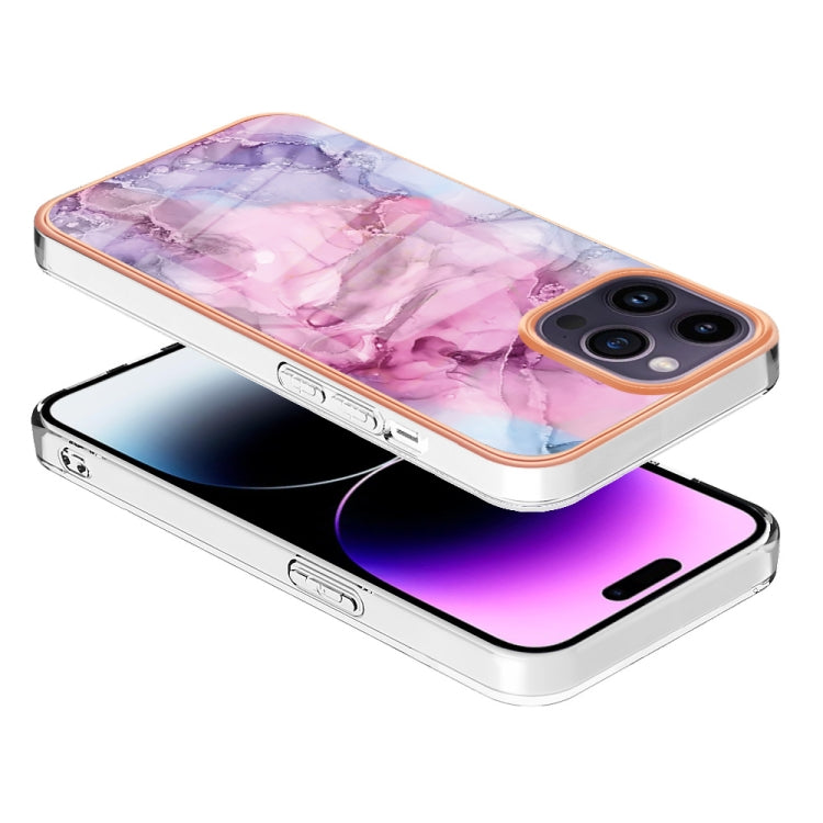 For iPhone 16 Pro Electroplating Marble Dual-side IMD Phone Case(Pink 013) - iPhone 16 Pro Cases by buy2fix | Online Shopping UK | buy2fix