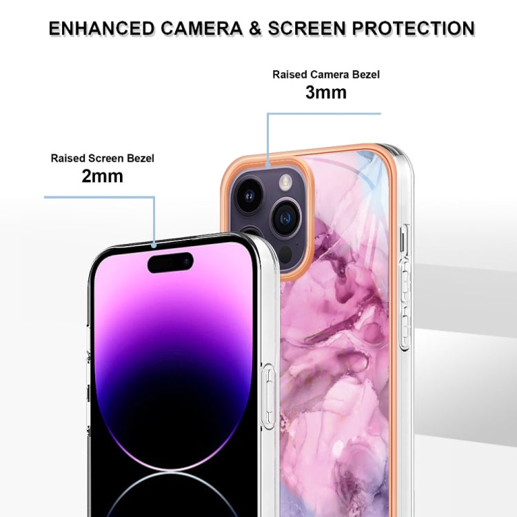 For iPhone 16 Pro Electroplating Marble Dual-side IMD Phone Case(Pink 013) - iPhone 16 Pro Cases by buy2fix | Online Shopping UK | buy2fix