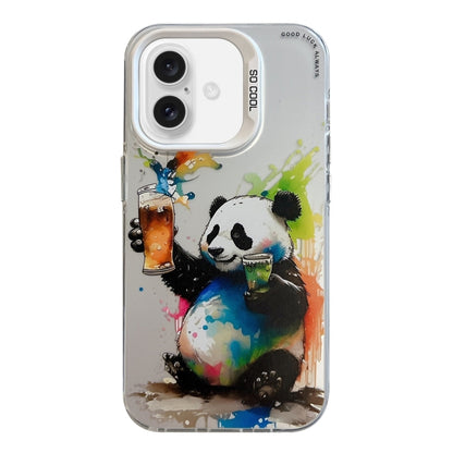 For iPhone 16 Animal Pattern Oil Painting Series PC + TPU Phone Case(Panda) - iPhone 16 Cases by buy2fix | Online Shopping UK | buy2fix