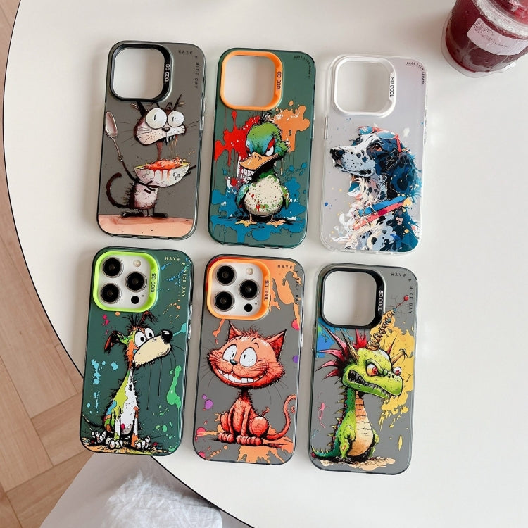 For iPhone 16 Animal Pattern Oil Painting Series PC + TPU Phone Case(Wrath Duck) - iPhone 16 Cases by buy2fix | Online Shopping UK | buy2fix