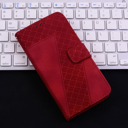 For iPhone 16 Seven-shaped Embossed Leather Phone Case(Red) - iPhone 16 Cases by buy2fix | Online Shopping UK | buy2fix