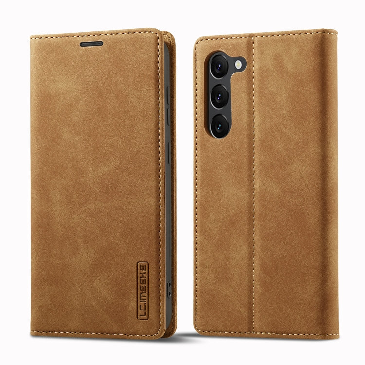 For Samsung Galaxy S24+ 5G LC.IMEEKE Strong Magnetism Microfiber Leather Phone Case(Brown) - Galaxy S24+ 5G Cases by LC.IMEEKE | Online Shopping UK | buy2fix