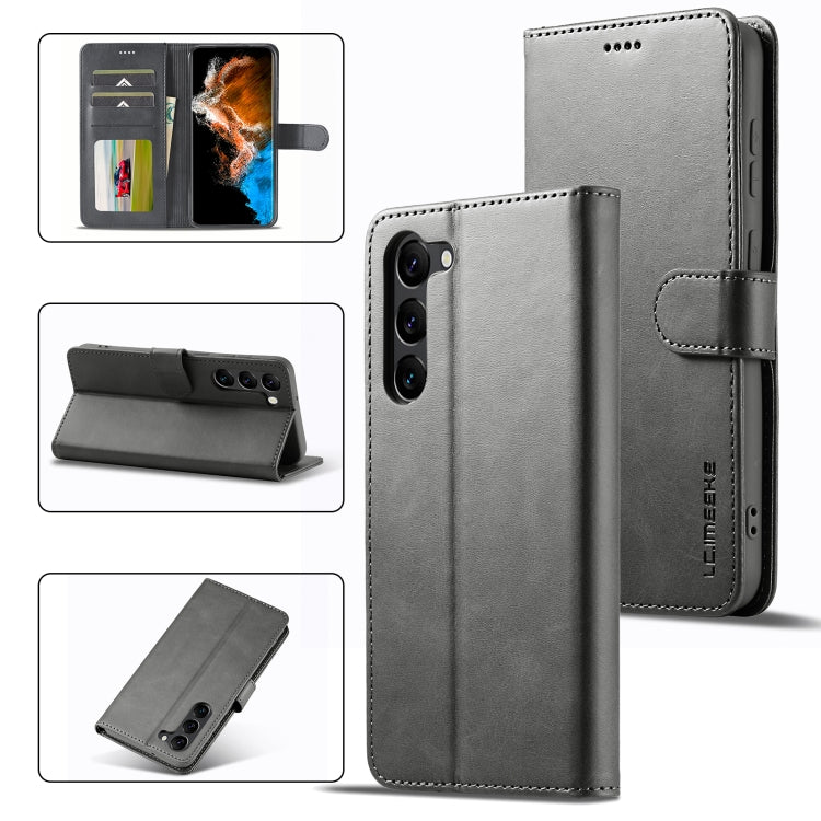 For Samsung Galaxy S24+ 5G LC.IMEEKE Calf Texture Leather Phone Case(Grey) - Galaxy S24+ 5G Cases by LC.IMEEKE | Online Shopping UK | buy2fix