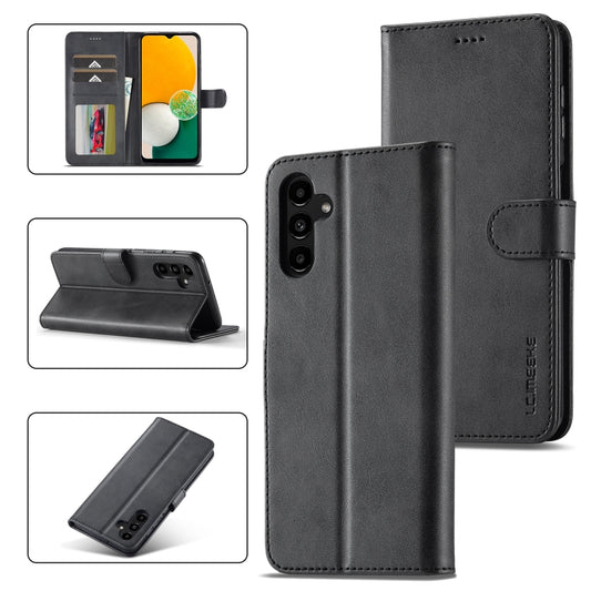 For Samsung Galaxy A15 5G LC.IMEEKE Calf Texture Leather Phone Case(Black) - Galaxy Phone Cases by LC.IMEEKE | Online Shopping UK | buy2fix