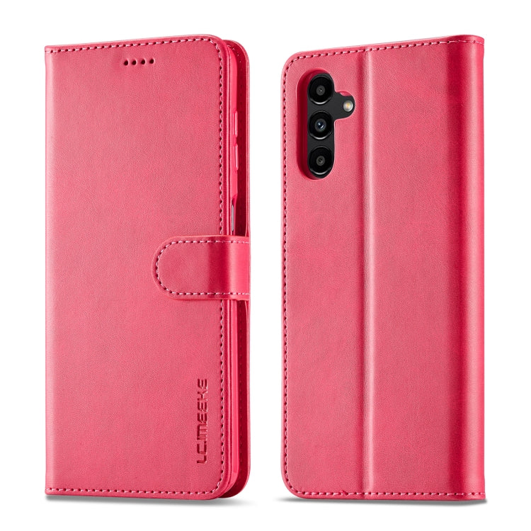 For Samsung Galaxy A55 5G LC.IMEEKE Calf Texture Leather Phone Case(Red) - Galaxy Phone Cases by LC.IMEEKE | Online Shopping UK | buy2fix