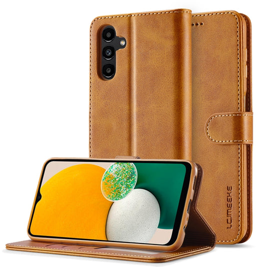 For Samsung Galaxy A25 LC.IMEEKE Calf Texture Leather Phone Case(Brown) - Galaxy Phone Cases by LC.IMEEKE | Online Shopping UK | buy2fix