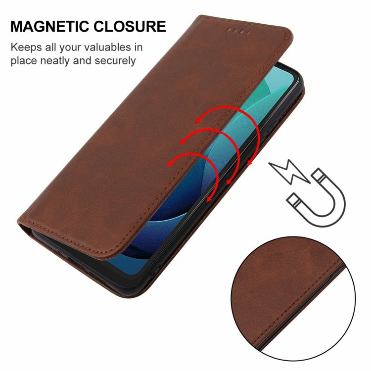 For Motorola Moto G 5G 2024 Magnetic Closure Leather Phone Case(Brown) - Motorola Cases by buy2fix | Online Shopping UK | buy2fix