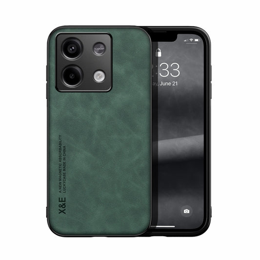 For Xiaomi Redmi Note 13 5G Skin Feel Magnetic Leather Back Phone Case(Green) - Note 13 Cases by buy2fix | Online Shopping UK | buy2fix