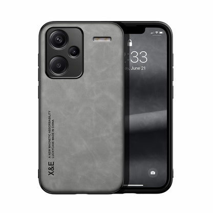 For Xiaomi Redmi Note 13 Pro+ 5G Skin Feel Magnetic Leather Back Phone Case(Light Grey) - Note 13 Pro+ Cases by buy2fix | Online Shopping UK | buy2fix