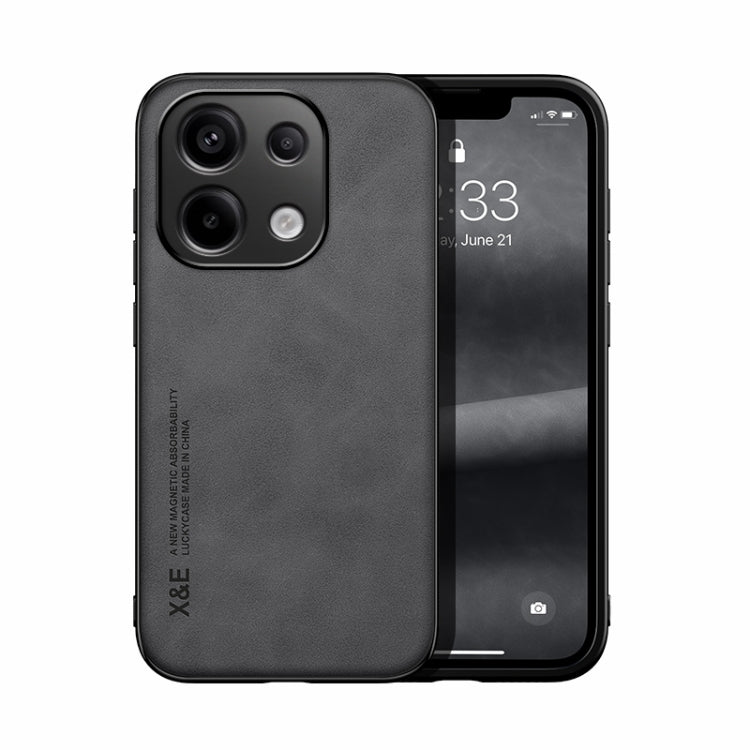 For Xiaomi Redmi Note 13 Pro 4G Skin Feel Magnetic Leather Back Phone Case(Dark Grey) - Note 13 Pro Cases by buy2fix | Online Shopping UK | buy2fix