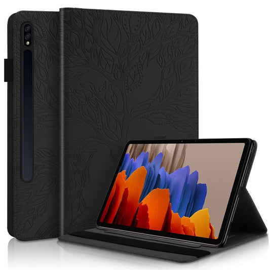 For Samsung Galaxy Tab S9+ Life Tree Series Horizontal Flip Leather Tablet Case(Black) - Galaxy Tab S9+ Cases by buy2fix | Online Shopping UK | buy2fix