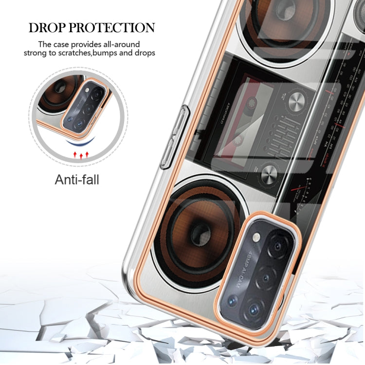 For OPPO A74 / A93 5G / A54 5G / A93s 5G Electroplating Marble Dual-side IMD Phone Case(Retro Radio) - OPPO Cases by buy2fix | Online Shopping UK | buy2fix