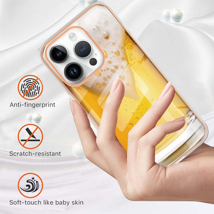 For iPhone 16 Pro Electroplating Marble Dual-side IMD Phone Case(Draft Beer) - iPhone 16 Pro Cases by buy2fix | Online Shopping UK | buy2fix