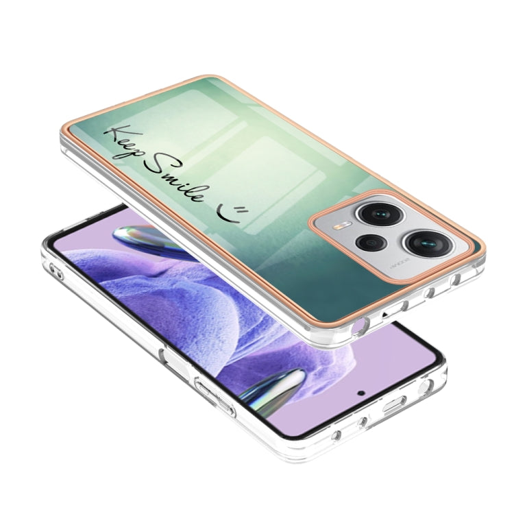 For Xiaomi Redmi Note 12 Pro+ Global Electroplating Marble Dual-side IMD Phone Case(Smile) - Xiaomi Cases by buy2fix | Online Shopping UK | buy2fix