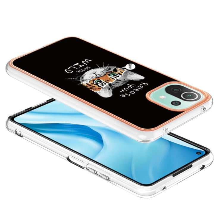 For Xiaomi 11 Lite Electroplating Marble Dual-side IMD Phone Case(Natural Growth) - Xiaomi Cases by buy2fix | Online Shopping UK | buy2fix