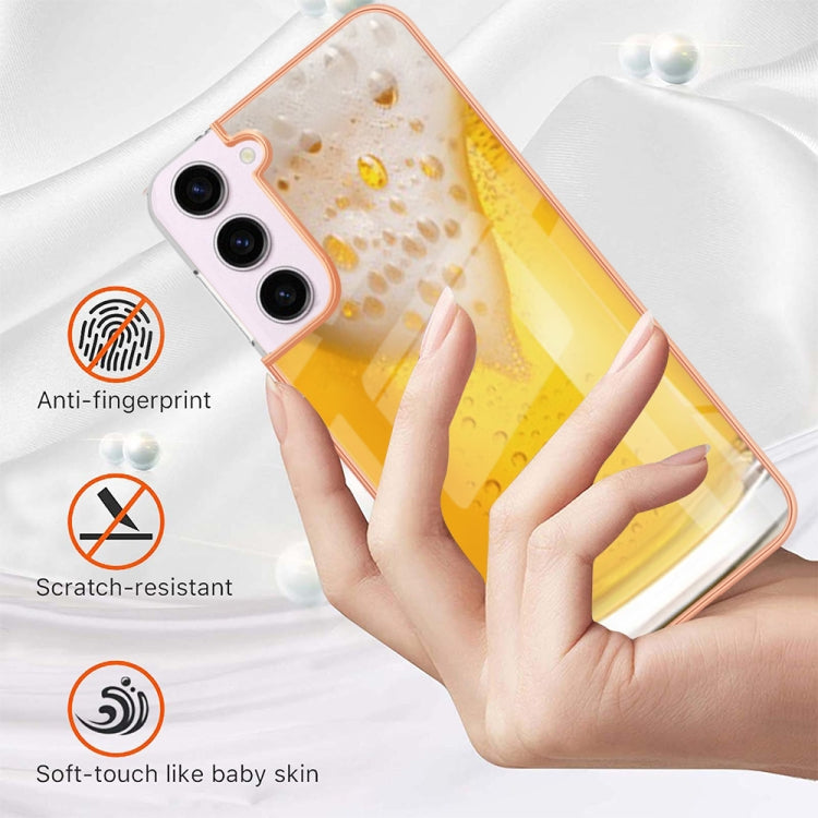 For Samsung Galaxy S22 5G Electroplating Marble Dual-side IMD Phone Case(Draft Beer) - Galaxy S22 5G Cases by buy2fix | Online Shopping UK | buy2fix