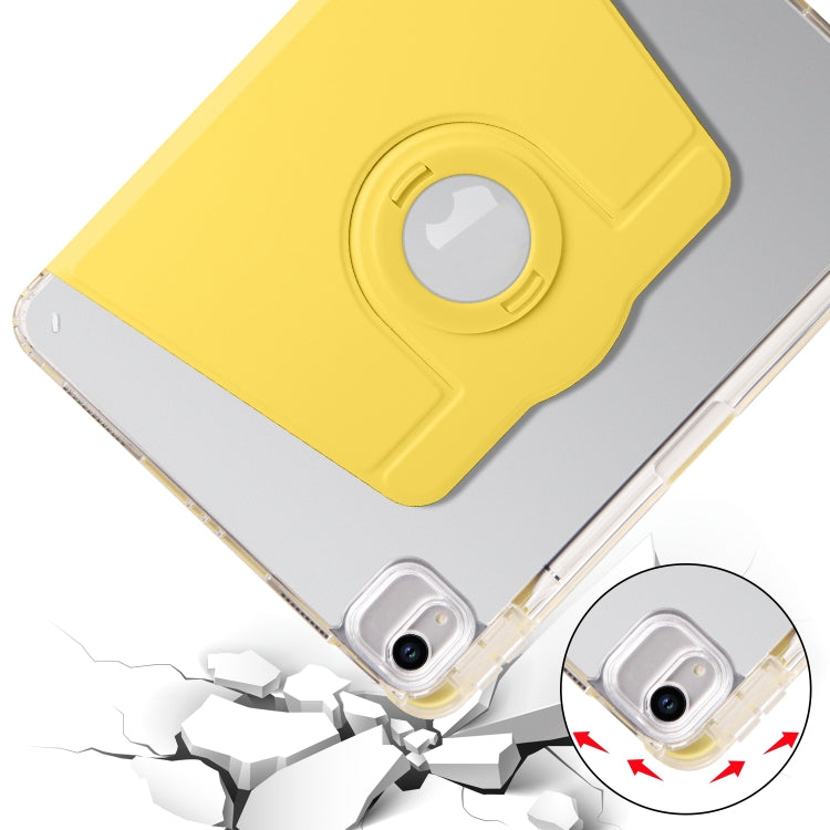 For iPad Air 11 2024 Clear Acrylic 360 Rotation Detachable Leather Tablet Case(Yellow) - iPad Air 11 2024 Cases by buy2fix | Online Shopping UK | buy2fix