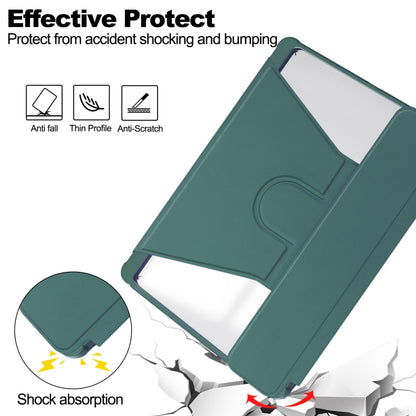 For Samsung Galaxy Tab S9 FE 360 Rotation Transparent Smart Leather Case with Keyboard(Dark Green) - Galaxy Tab S9 FE by buy2fix | Online Shopping UK | buy2fix