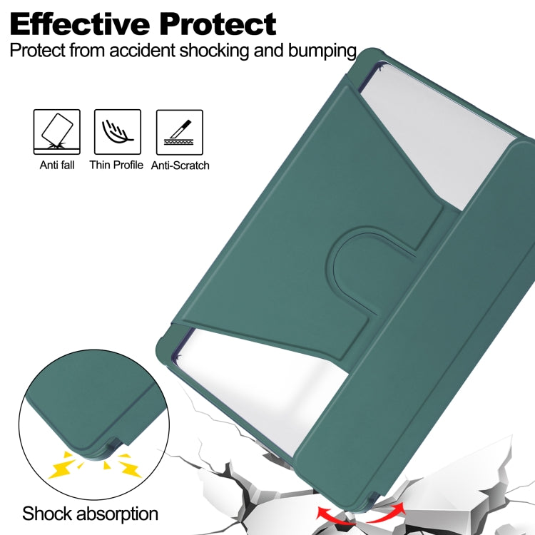 For Samsung Galaxy Tab S9 360 Rotation Transparent Smart Leather Case(Dark Green) - Galaxy Tab S9 Cases by buy2fix | Online Shopping UK | buy2fix