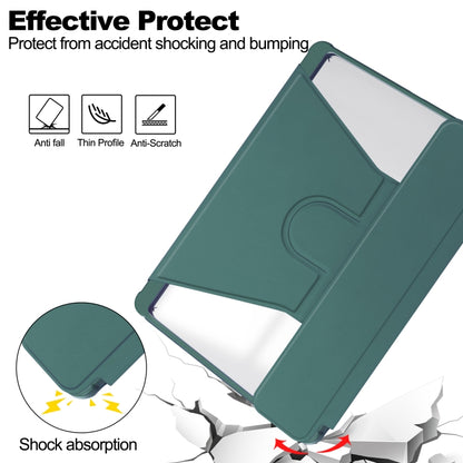 For Samsung Galaxy Tab S9 360 Rotation Transparent Smart Leather Case(Dark Green) - Galaxy Tab S9 Cases by buy2fix | Online Shopping UK | buy2fix