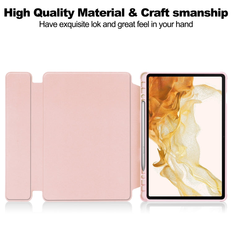 For Samsung Galaxy Tab S9+ 360 Rotation Transparent Smart Leather Case(Pink) - Galaxy Tab S9+ Cases by buy2fix | Online Shopping UK | buy2fix