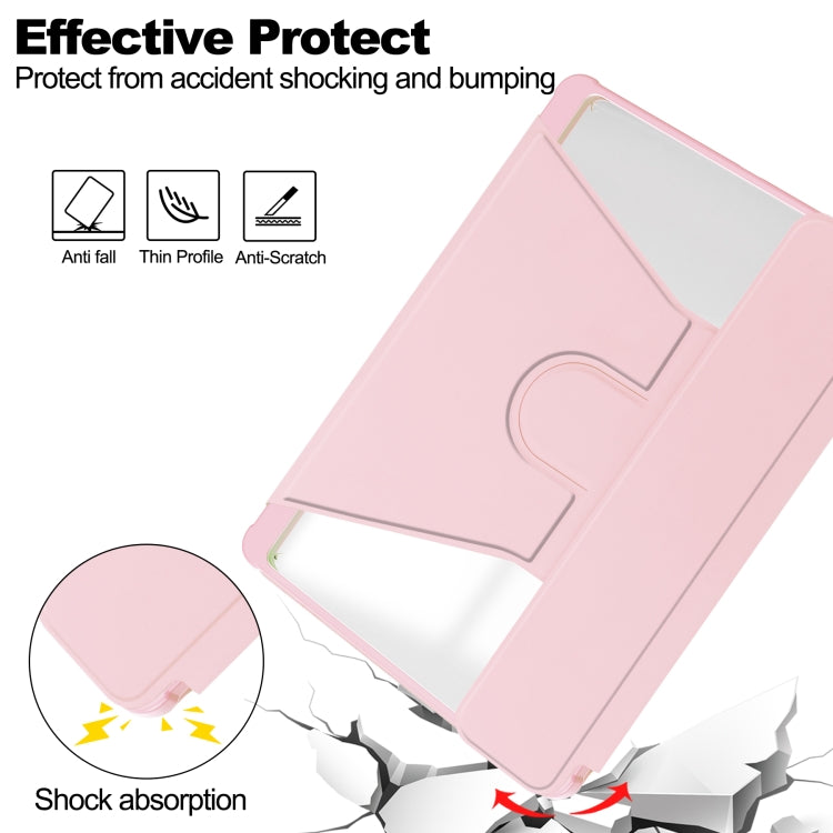 For Samsung Galaxy Tab S9+ 360 Rotation Transparent Smart Leather Case(Pink) - Galaxy Tab S9+ Cases by buy2fix | Online Shopping UK | buy2fix