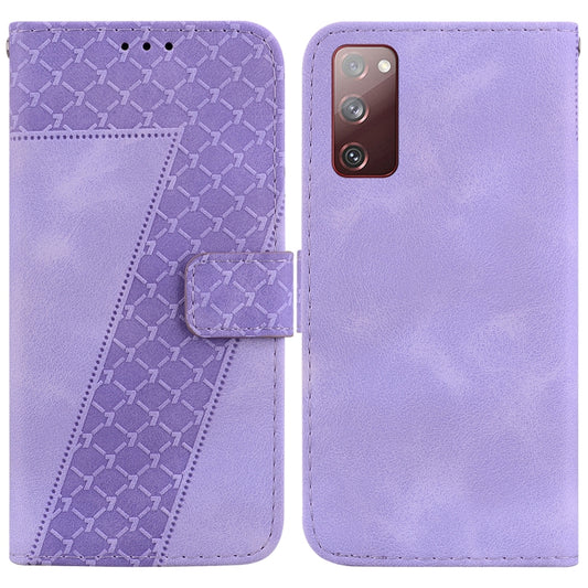 For Samsung Galaxy S20 FE 4G/5G 7-shaped Embossed Leather Phone Case(Purple) - Galaxy S20 FE Cases by buy2fix | Online Shopping UK | buy2fix