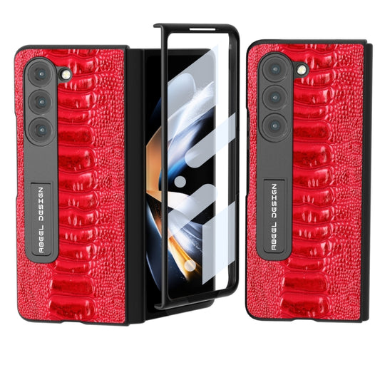 For Samsung Galaxy Z Fold5 Integrated  Genuine Leather Weilai Series Phone Case with Holder(Red) - Galaxy Z Fold5 Cases by buy2fix | Online Shopping UK | buy2fix