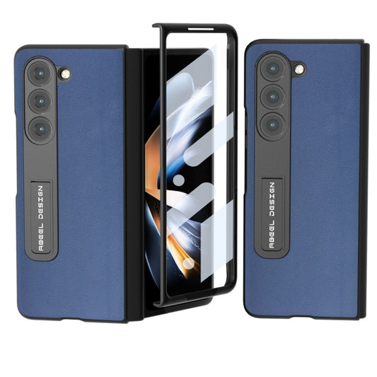 For Samsung Galaxy Z Fold5 Integrated Genuine Leather Xiaoya Series Phone Case with Holder(Blue) - Galaxy Z Fold5 Cases by buy2fix | Online Shopping UK | buy2fix