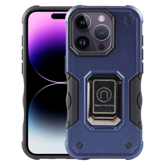 For iPhone 15 Pro Ring Holder Non-slip Shockproof Armor Phone Case(Blue) - iPhone 15 Pro Cases by buy2fix | Online Shopping UK | buy2fix