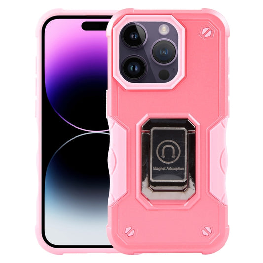 For iPhone 15 Pro Ring Holder Non-slip Shockproof Armor Phone Case(Pink) - iPhone 15 Pro Cases by buy2fix | Online Shopping UK | buy2fix