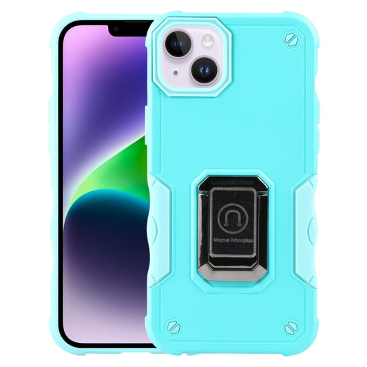 For iPhone 15 Plus Ring Holder Non-slip Shockproof Armor Phone Case(Mint Green) - iPhone 15 Plus Cases by buy2fix | Online Shopping UK | buy2fix